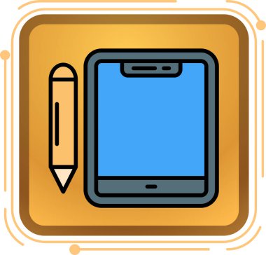 Kalem ikonlu akıllı telefon. beyaz arkaplanda izole edilmiş web tasarımı için kalem vektör simgesine sahip akıllı telefon çizgi filmi