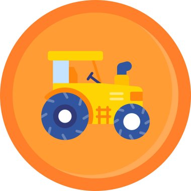 Traktör düz vektör simgesi