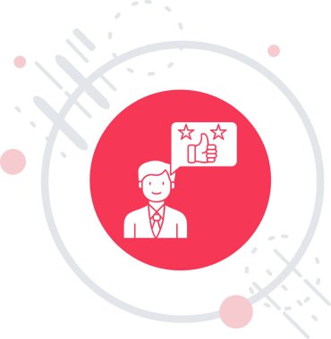 Yıldız derecelendirme ikonu olan iş adamı beyaz arka planda izole edildi. Yıldız derecesi. Renkli taslak konsepti. vektör.