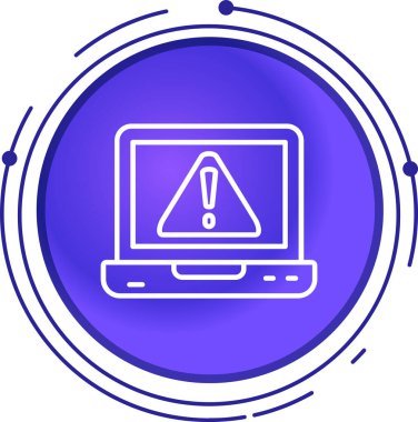 Uyarı işareti olan dizüstü bilgisayar. Web simgesi basit illüstrasyon