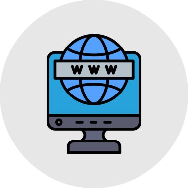 Web vektörü düz çizgi simgesi