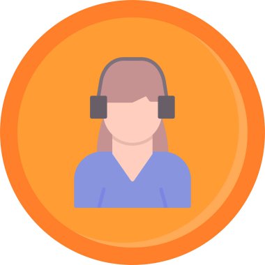 avatar kadın kulaklık simgesi düz stil