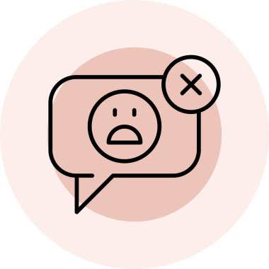 Beyaz arkaplanda izole edilmiş konuşma simgesine sahip hüzünlü baloncuk.