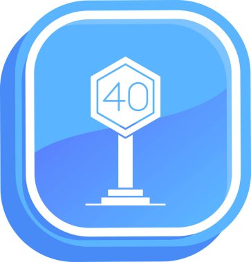 Uzun gölgeli şerit ikonlu beyaz çizgi madalyası. Kazanan sembol. Başarı ödülü işareti. Mavi altıgen düğmesi. vektör illüstrasyonu