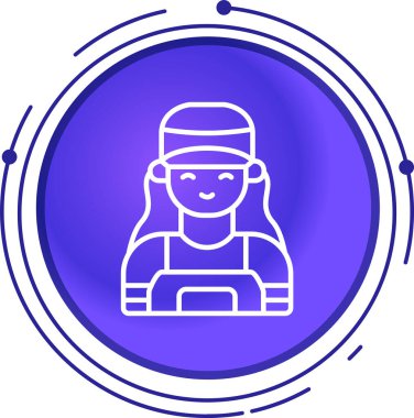 Şapka simgesi olan kadın, vektör illüstrasyonu