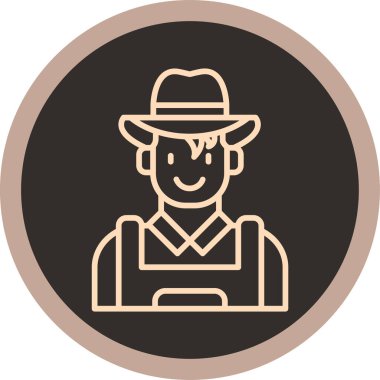 Beyaz arka planda izole edilmiş modaya uygun düz stil bir çiftçi ikonu. çiftlik sembolü çizimi