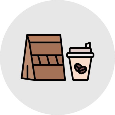 kahve fincanı ve kutu ikonu vektör çizimi