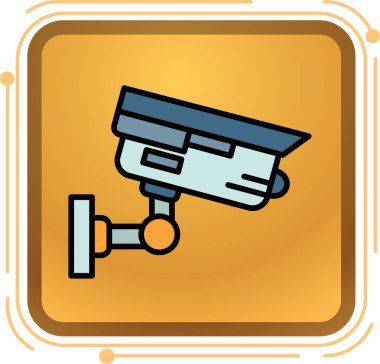 Arkaplanda karikatür biçiminde cctv simgesi izole edildi.