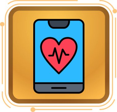 mobil kalp ve kardiyograf. basit tasarım vektörü