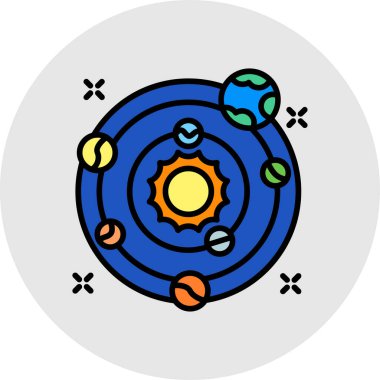 Uzay uydu simgesi. Web için uzay vektör simgelerinin özet çizimi