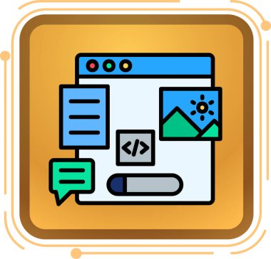 Kodlama geliştirme renk ikonu vektör çizimi