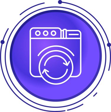 Çizgi yıkama simgesi beyaz arkaplanda izole edildi. Çamaşır makinesi simgesi. Çamaşır makinesi, çamaşır makinesi. Ev aletleri sembolü. Renkli taslak konsepti. Vektör.