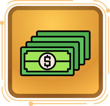 Bozuk para ve dolar simgesi ile dolar işareti, basit stil