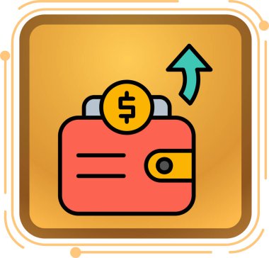 Dolar sembollü para çantası herhangi bir web tasarımı için beyaz üzerine izole çizgi film tarzı simge