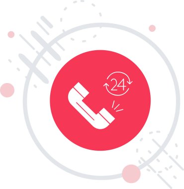 hat telefon 24 çağrı destek simgesi beyaz arkaplanda izole edildi. Hepsi - müşteri desteği - merkezi. Tam çağrı servisi. Renkli özet