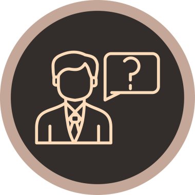 Çemberde soru işareti olan bir insan simgesinin vektör çizimi