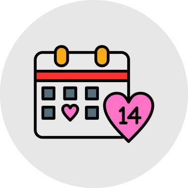 Kalp ikonu vektör illüstrasyon tasarımlı takvim