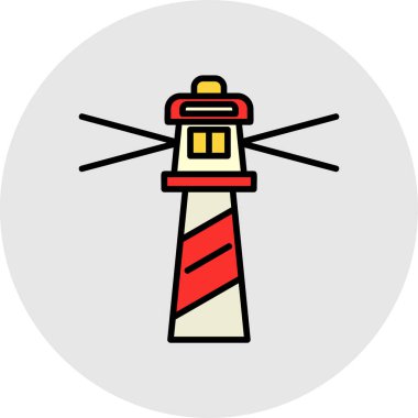 Deniz feneri. Web simgesi basit illüstrasyon