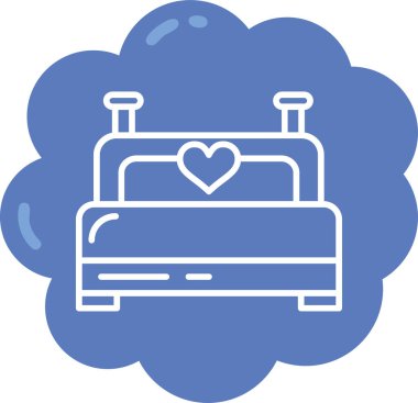 Yatak odası yatak odası kalp ikonu ana hatlarıyla