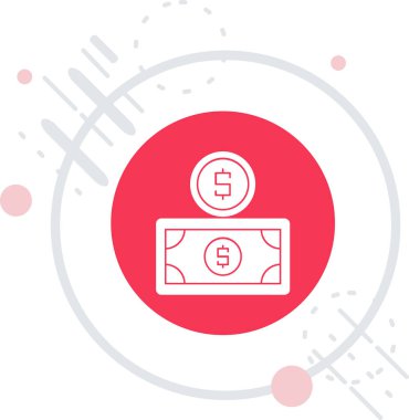 Beyaz arka planda kırmızı çizgi para simgesi izole edildi. Dolar para birimi sembolü. Nakit para kavramı. vektör illüstrasyonu