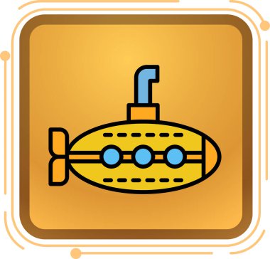 Düz moda denizaltı ikonu. Web tasarımınız için vektör illüstrasyonu