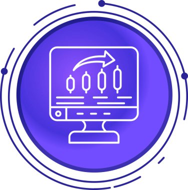 Bilgisayar monitörü simgesi, ana hatlı vektör çizimi