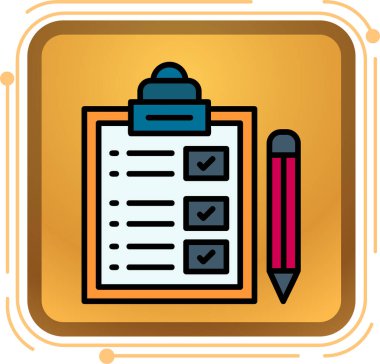 kontrol listesi simgesi. Web tasarımı için kontrol listesi vektör simgesinin düz çizimi