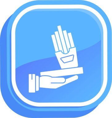 Mavi düğmeli el, vektör illüstrasyonu