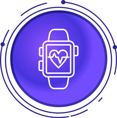 Beyaz arkaplanda kalp atış hızı simgesi izole edilmiş renk çizgisi akıllı saat. Gradyan daire dinamik düğmesi. vektör illüstrasyonu