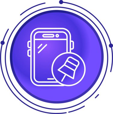 Akıllı saat ve beyaz arka planda izole akıllı telefon simgesi ile siyah çizgi akıllı saat. Kablosuz bağlantısı olan seyyar şeyler. Mavi daire düğmesi. vektör