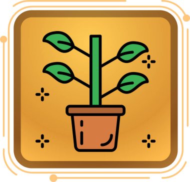 Bitki vektör illüstrasyonlu bir saksıda bitki