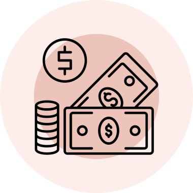 para ve dolar çizgisi simgesi.