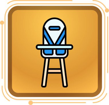 Mavi çizgi sandalye simgesi beyaz arkaplanda izole edildi. vektör.