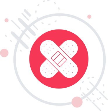 Beyaz arka planda beyaz çizgi ilaç hapları ve tablet ikonu izole edildi. Kapsül hapı. Eczane için ilaç. Kırmızı daire agon tuşu. vektör illüstrasyonu