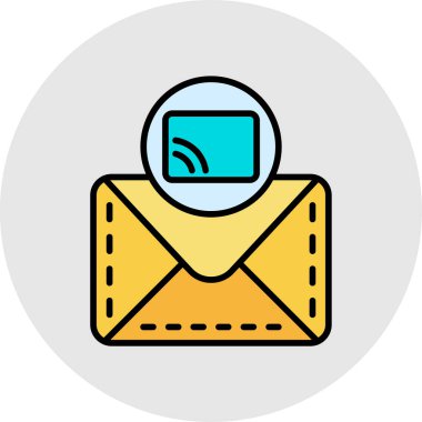 zarf e- posta simgesi renk ana hatları vektörü