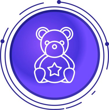 Siyah çizgi ayı başı simgesi beyaz arkaplanda izole edildi. Mavi kare düğme. vektör.