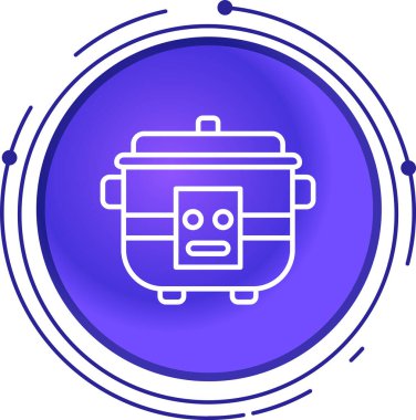 Mavi çizgi doğalgaz soba simgesi beyaz arkaplanda izole edildi. Mutfak tabelaları. Dört daire ocağı olan bir hob. Soyut çember rastgele noktalar. Vektör