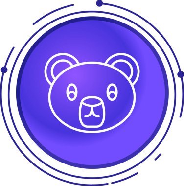 Siyah çizgi ayı başı simgesi beyaz arkaplanda izole edildi. Mavi daire düğmesi. vektör illüstrasyonu