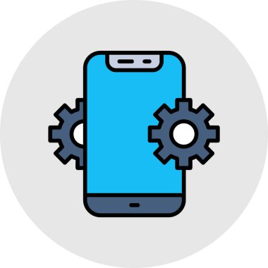 dişli tekerlek ikon vektör illüstrasyon tasarımlı akıllı telefon