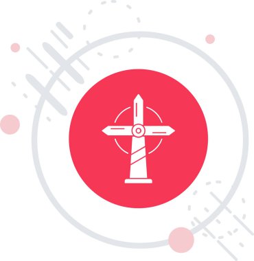 Uzun gölgeli beyaz çizgili askeri bıçak ikonu. Çember düğmesi. vektör.