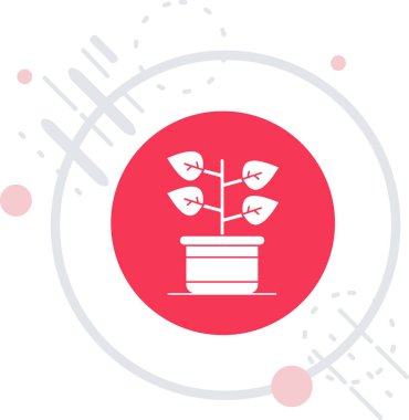 Çömlekteki gri bitki beyaz arka planda izole edilmiş. Tencereye koy. Saksı bitkisi işareti. vektör illüstrasyonu