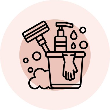 Vektör çizimi. Temizlik servisi. temizlik araçları.