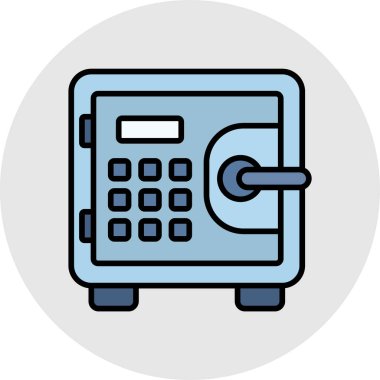 Banka güvenli renk çizgisi simgesi. banka vektör çizimi ile güvenli.