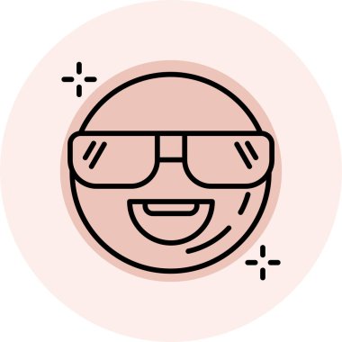 Güneş gözlüğü ikonu takan mutlu bir adam.