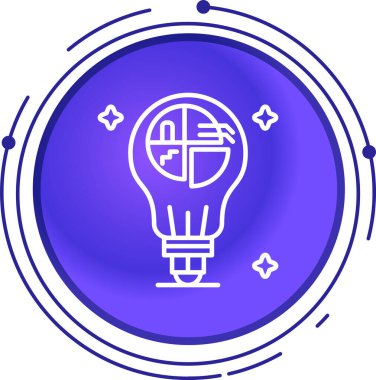 Beyaz arkaplanda izole edilmiş fikir ikonu kavramını içeren ana hatlı ampul. Enerji ve fikir sembolü. İlham konsepti. Vektör