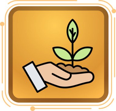 Elinde bitki var. vektör simgesi tasarımı