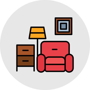 kanepe düz vektör simgesi