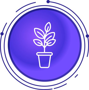 Çömlek simgesindeki çizgi bitkisi beyaz arkaplanda izole edilmiş. Tencerede bitki yetiştiriyorum. Saksı bitkisi işareti. Renkli taslak konsepti. vektör