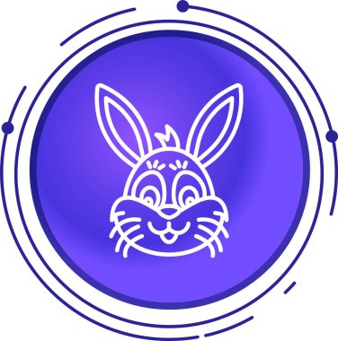 Mavi ve beyaz tavşan ikonunun vektör çizimi