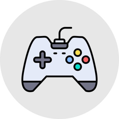 Oyun çubuğu simgesi. Web için joystick vektör simgelerinin özet çizimi